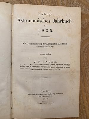 Bild des Verkufers fr Berliner Astronomisches Jahrbuch fr 1835 zum Verkauf von PlanetderBuecher