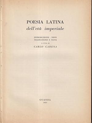 Bild des Verkufers fr Poesia latina dell'eta' imperiale zum Verkauf von Librodifaccia