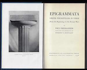 Epigrammata: Greek Inscriptions in Verse; From the Beginnings to the Persian Wars