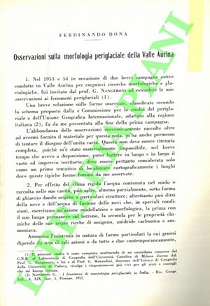 Osservazioni sulla morfologia periglaciale della Valle Aurina.