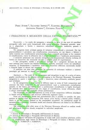 Bild des Verkufers fr I paragneiss e micascisti della catena peloritana. zum Verkauf von Libreria Piani