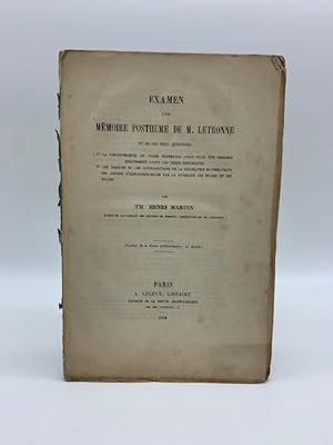 Seller image for Examen d'un memoire posthume de M. Letronne et ces deux questions. for sale by Coenobium Libreria antiquaria