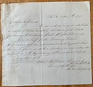 Seller image for Autograph Letter Signed, Philadelphia, March 7, 1860, to an unspecified ?esteemed friend?. for sale by Michael Brown