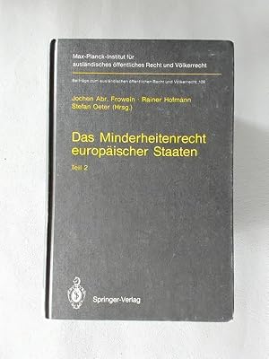 Bild des Verkufers fr Das Minderheitenrecht europischer Staaten. Teil 1 und Teil 2. Beitrge zum auslndischen ffentlichen Recht und Vlkerrecht Band 109. zum Verkauf von avelibro OHG