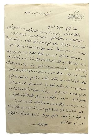 Autograph letter signed 'Celâl Nuri'.