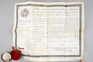 Lettres de Chevalier de l'Ordre Militaire de Saint-Louis, en faveur de M. Jacques Bermond, ancien...