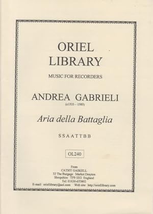 Seller image for Aria della Battaglia for Recorders - Score & Parts for sale by Hancock & Monks Music