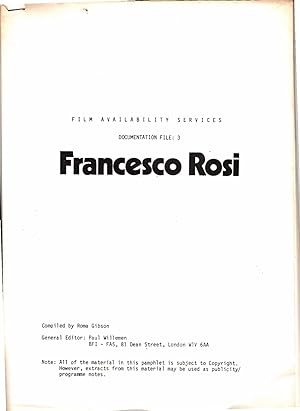 British Film Institute Film Availability Services | Documentation File 3 - Francesco Rosi