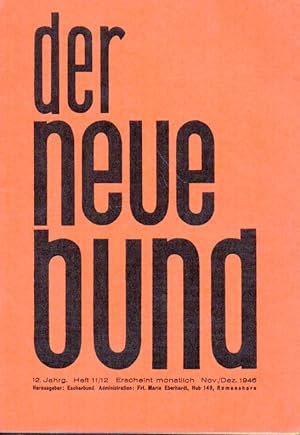 Der neue Bund 12.Jahr 1946, Nr. 11/12