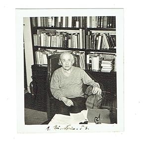 Vintage signed "A. Einstein, 52." and dated matte-finish photograph of Einstein.
