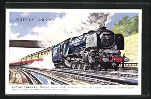 Postcard englische Eisenbahn, Midland Region Pacific Locomotive City of London hauling a Euston-G...