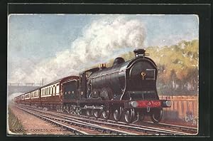Postcard englische Eisenbahn, Glasgow Express, Caledonian Railway