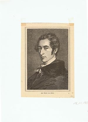 Weber, Carl Maria von, Musiker, Komponist. 1786-1826. Holzschnitt. Porträt .