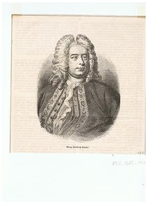 Händel, Georg Friedrich Musiker, Komponist. 1685-1759. Holzschnitt. Porträt .