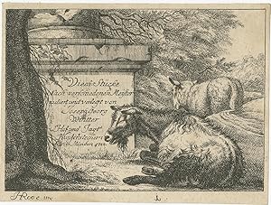 Antique Frontispiece of Cattle made after Johann Heinrich Roos (1784)