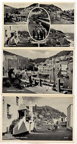 Jews House Fishing Boats Polperro Cornwall 3x RPC Postcard s