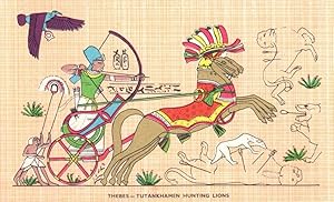 Image du vendeur pour Thebes Tutankhamen Hunting Lions Antique Egyptian Postcard mis en vente par Postcard Finder
