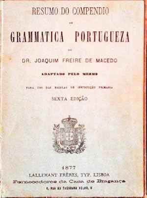 Bild des Verkufers fr RESUMO DO COMPENDIO DE GRAMMATICA PORTUGUEZA. zum Verkauf von Livraria Castro e Silva