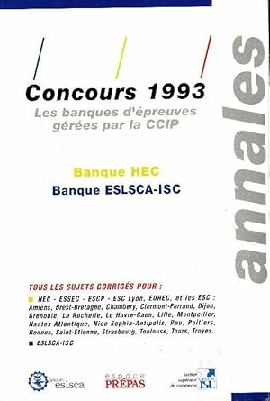 Annales 1993, concours banque HEC - Collectif