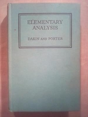 Seller image for Elementary Analysis for sale by Imaginal Books