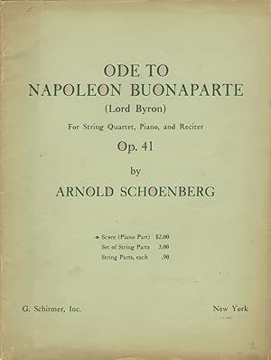 [Op. 41]. Ode to Napoleon Bonaparte [Full score] (Lord Byron) For String Quartet, Piano, and Reciter