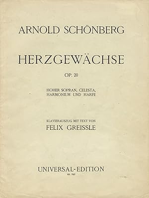 Bild des Verkufers fr [Op. 20]. Herzgewchse [Piano-vocal score] Hoher Sopran, Celesta, Harmonium und Harfe. Klavierauszug mit Text von Felix Greissle zum Verkauf von J & J LUBRANO MUSIC ANTIQUARIANS LLC