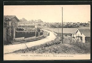 Carte postale Villecresnes, Route et panorama de Cercay
