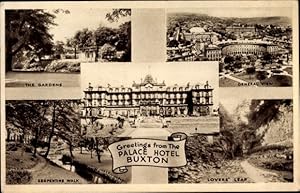 Bild des Verkufers fr Ansichtskarte / Postkarte Buxton Derbyshire East Midlands, Palace Hotel, The Gardens, General View, Lovers' Leap zum Verkauf von akpool GmbH