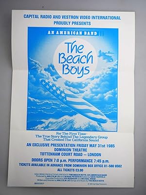 Seller image for BEACH BOYS ADVERT - Capital Radio and Vestron Video International Proudly Presents An American Band The Beach Boys ; The True Story Behind the Legendary Group That Created the California Sound. for sale by BiblioFile
