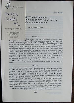 Guerrilleros de papel: mil y más papeles en torno a la Guerra de la Independencia. [Offprint from...