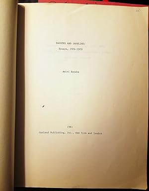 TYPED MANUSCRIPT of DAGGERS AND JAVELINS: Essays, 1974 - 1979