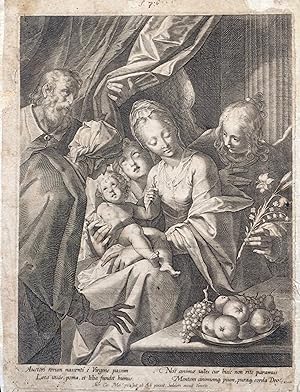 Sacra Famiglia con sant'Anna, due angeli e natura morta