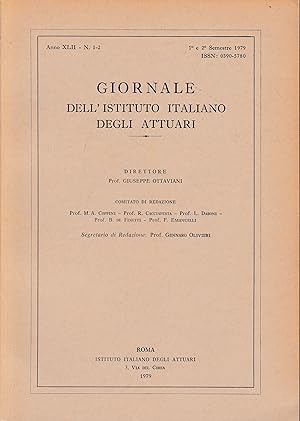 Giornale dell'Istituto Italiano degli Attuari. Anno XLII n. 1-2, 1° e 2° semestre 1979 (lingue It...