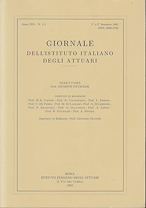 Giornale dell'Istituto Italiano degli Attuari. Anno XLV - n. 1-2, 1°e 2° semestre 1982