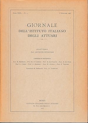 Giornale dell'Istituto Italiano degli Attuari. Anno XXX - n.1, 1° semestre 1967