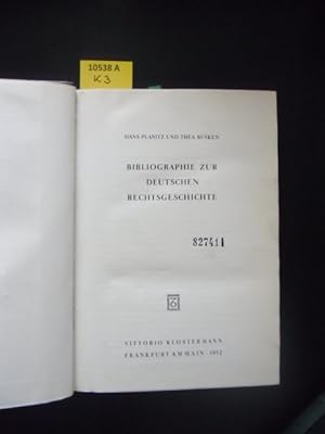 Seller image for Bibliographie zur deutschen Rechtsgeschichte. for sale by Augusta-Antiquariat GbR