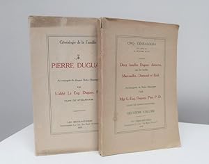 Imagen del vendedor de Vol. I: Gnalogie de la famille de Pierre Duguay, accompagne de diverses notes historiques par. Vol. II: Cinq gnalogies: avec prfaces de M. Benjamin Sulte; comprenant deux familles Duguay distinctes, puis les familles Marcouiller, Diamond et Bald: accompagnes de notes historiques a la venta por Jean-Claude Veilleux, Libraire