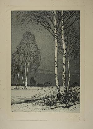 Radierung "Birken in Schneelandschaft", rechts unten eigenhändig mit Bleistift signiert, um 1925,...