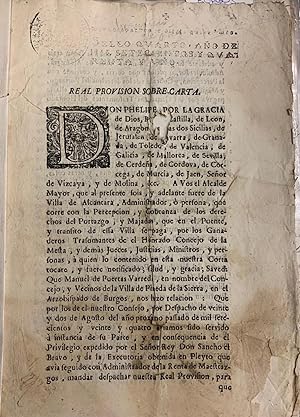 Real Provisión Sobre-Carta 1741 para que los vecinos de Pineda de la Sierra no paguen a la Villa ...