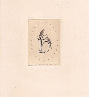 Bild des Verkufers fr Exlibris Hansi Leitner. Initialen und zwei Wellensittiche. zum Verkauf von Antiquariat  Braun