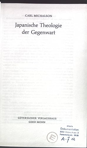 Bild des Verkufers fr Japanische Theologie der Gegenwart. zum Verkauf von books4less (Versandantiquariat Petra Gros GmbH & Co. KG)