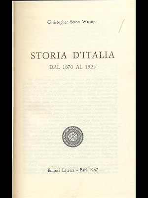Bild des Verkufers fr Storia d'Italia dal 1870 al 1925 zum Verkauf von Librodifaccia