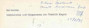 Unbekanntes und Vergessenes von Friedrich Engels.