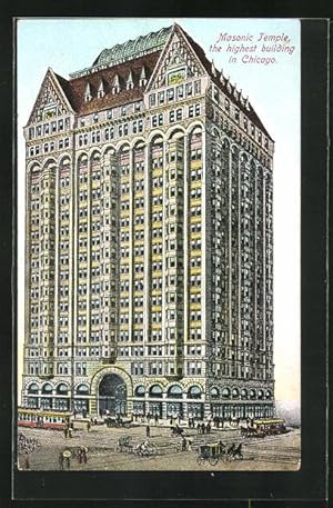 Ansichtskarte Chicago, Masonic Temple, Freimaurer-Loge, höchstes Gebäude der Stadt