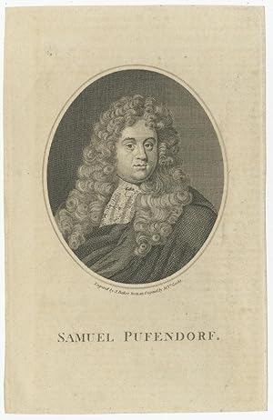 Antique Portrait of Samuel von Pufendorf by Baker (c.1800)