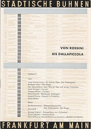 Bild des Verkufers fr Programmheft VON ROSSINI BIS DALLAPICCOLA Spielzeitheft Oper Spielzeit 1957 / 58 zum Verkauf von Programmhefte24 Schauspiel und Musiktheater der letzten 150 Jahre