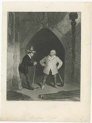 Antique Print of a Scene from Hamlet by Hobart (c.1800)