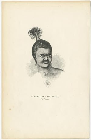 Antique Print of a Native from the region of Timor (c.1860)