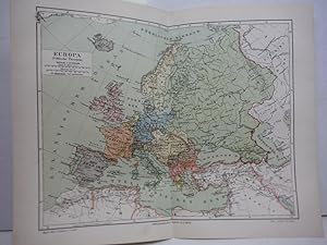 Meyers Antique Map of Europa Politishe Ubersicht 1890