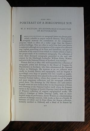 W.F. Watson: an Edinburgh collector of autographs. (Portrait of a Bibliophile XIX). [Offprint fro...